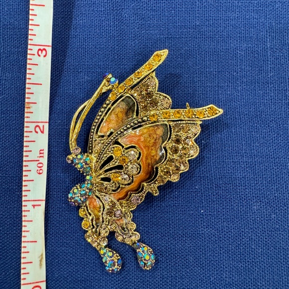 Butterfly brooch- enameled with rhinestones NWOT - Picture 3 of 3